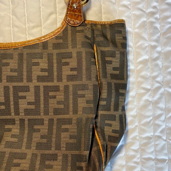 FENDI Crocodile Embossed Trim Zucca Chef Tote Bag - Picture 14 of 16